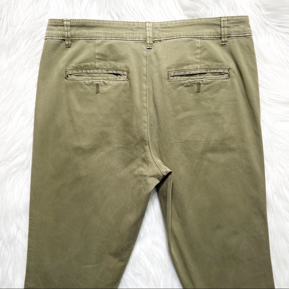 Anthropologie Moss Green Embroidered Side Stripe Straight Leg Ankle Chino Pants - Picture 7 of 12